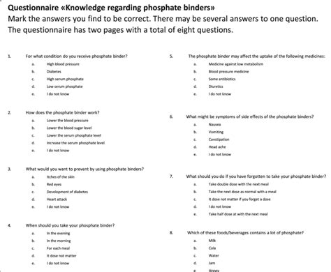 example of multiple choice questionnaire
