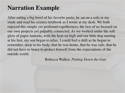 example of narration paragraph development