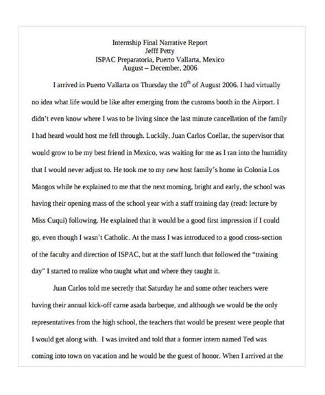 example of narrative report for internship
