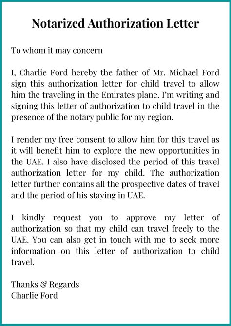 example of notarized authorization letter