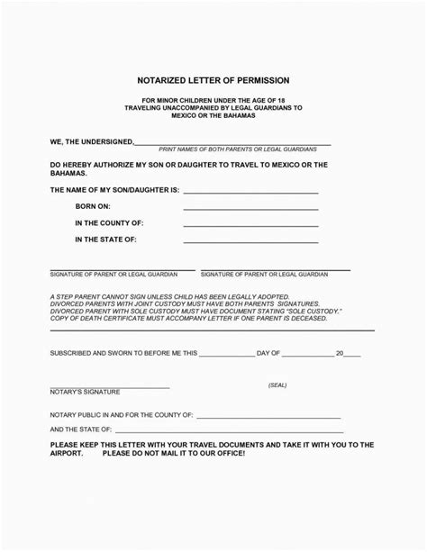 example of notarized letter for travel