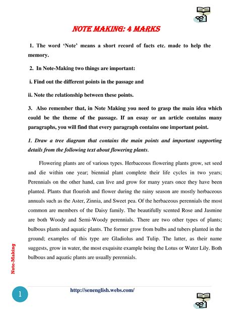 example of note making in english