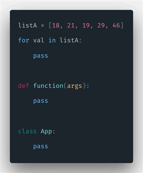 example of pass statement in python
