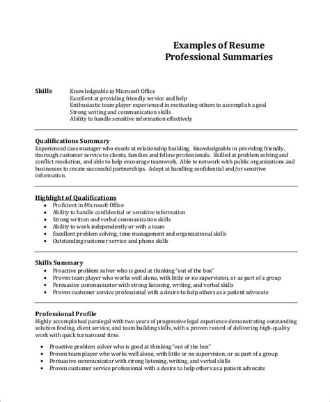 example of personal summary in resume for experienced