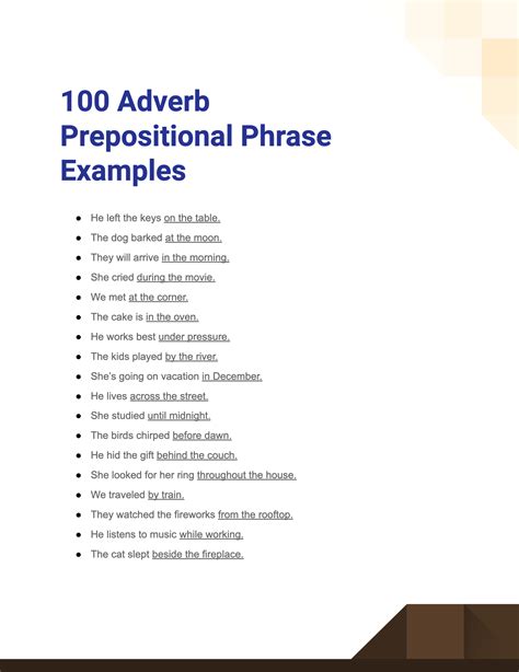example of prepositional phrase as adverb