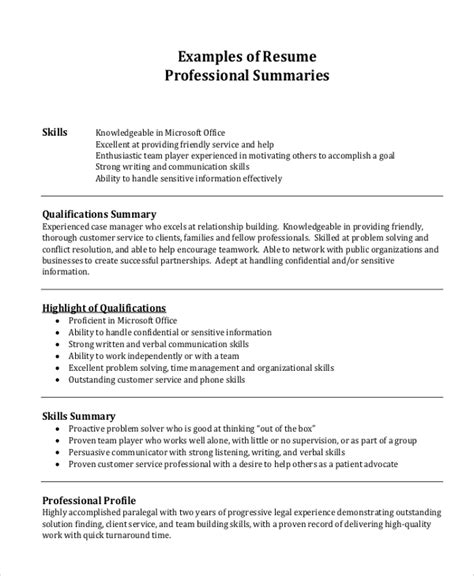 example of professional summary in resume