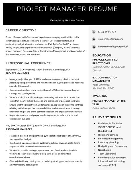 example of project description in resume