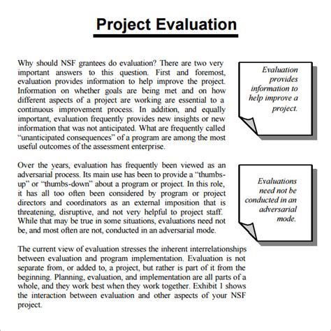 example of project evaluation