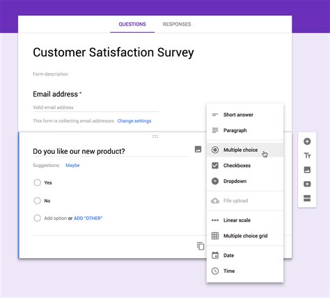 example of questionnaire in google form