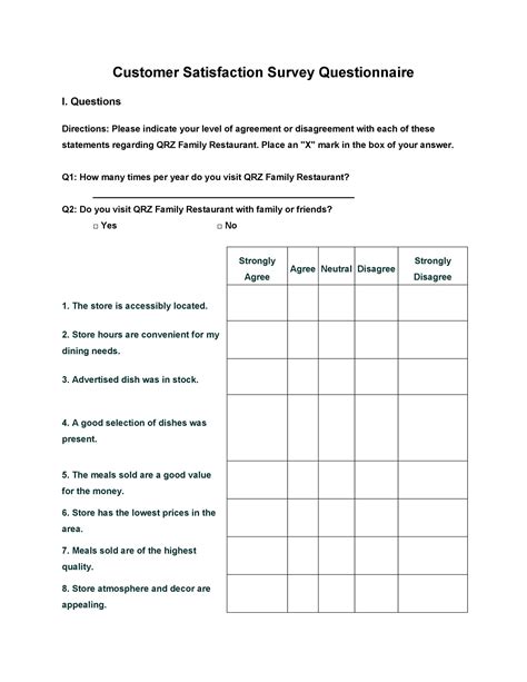 example of questionnaire template