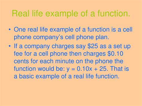 example of real life application of function