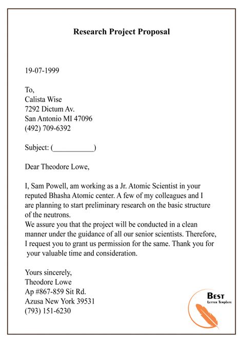 example of request letter for project proposal