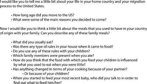 example of semi structured questions
