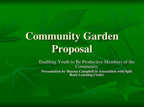 example of simple project proposal in horticulture