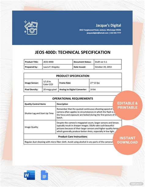 example of specification document
