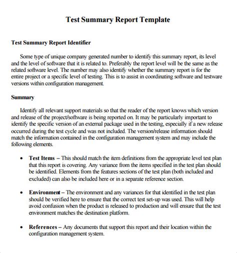 example of summary report writing