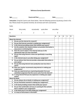 example of survey questionnaire in quantitative research title