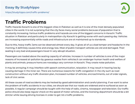 example of traffic problems