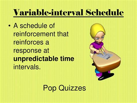example of variable interval schedule in psychology