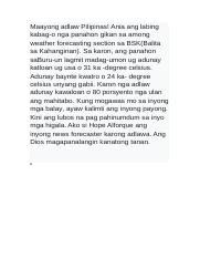 example of weather forecast script tagalog