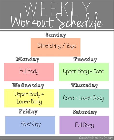 example of weekly workout schedule