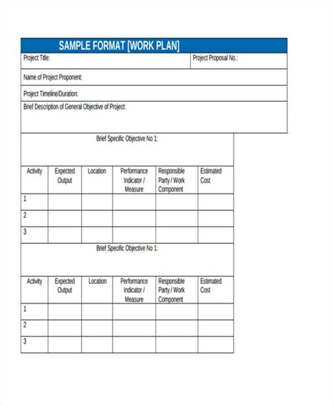 example of work plan in project proposal