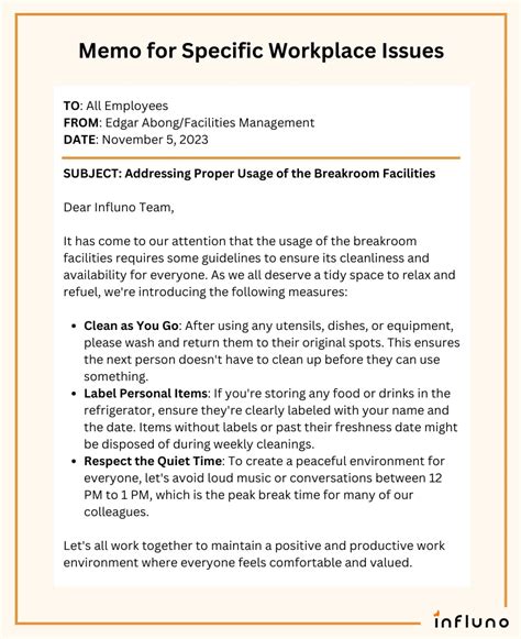 example of workplace memo