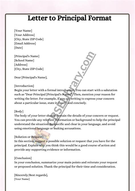 example of writing a letter to the principal