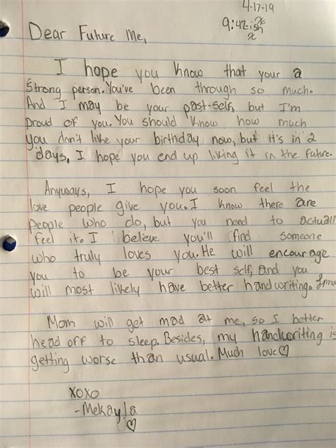 example of writing a letter to your future self