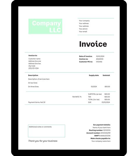 example of written invoice