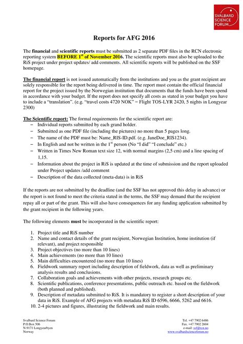 example project summary report