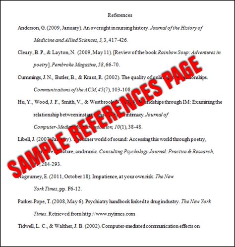 example reference page apa style