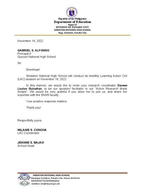 Example of a reply letter to a speaker request