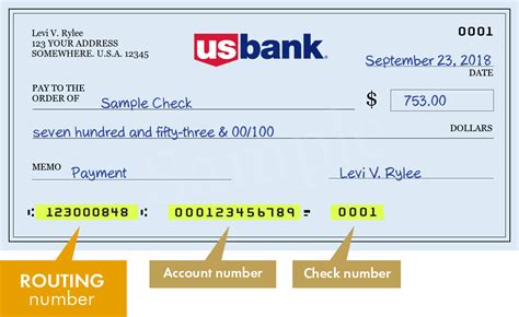 example routing number
