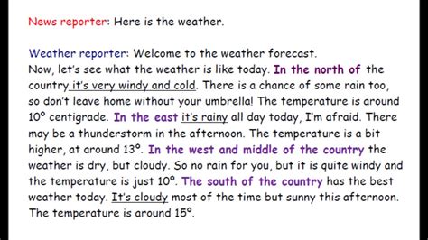 example student weather report script