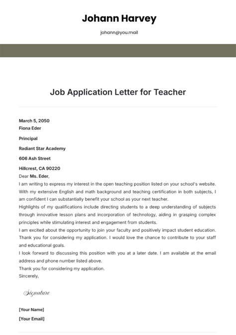 Contoh Surat Lamaran Guru