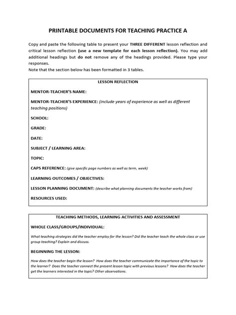 example teacher document