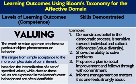 examples affective domain objectives
