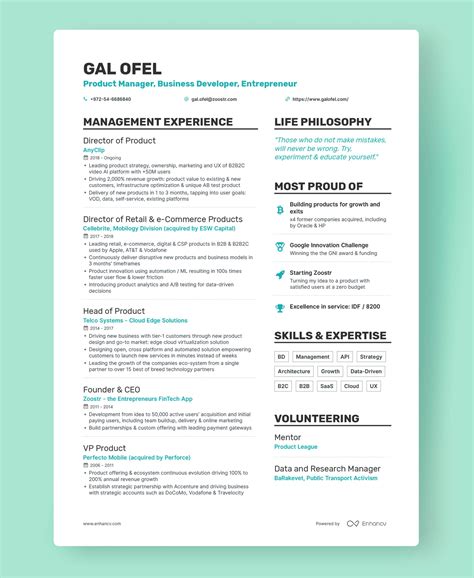 examples of a one page cv
