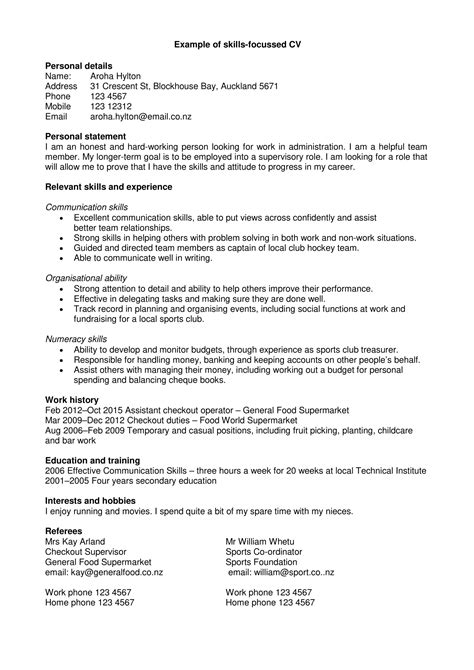 examples of a personal statement for a cv
