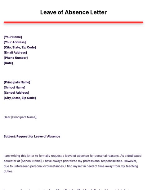 Examples of absence letter