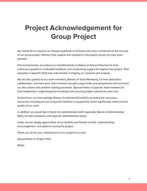 examples of acknowledgement in project work pdf
