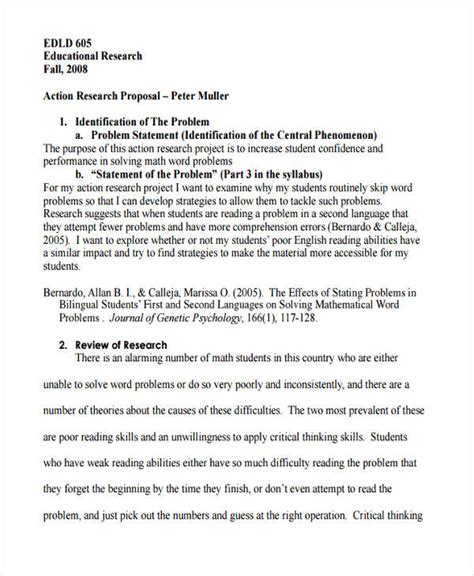 examples of action research proposals in education