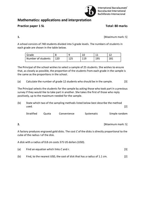 examples of application questions in mathematics