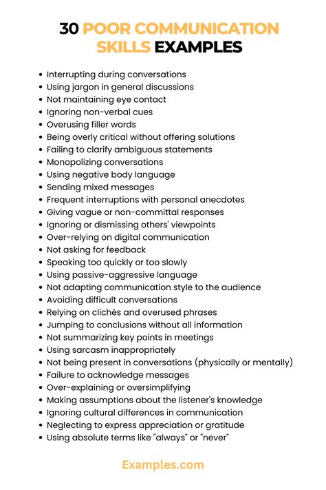examples of bad communication skills