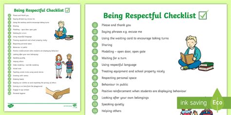 examples of being respectful in class