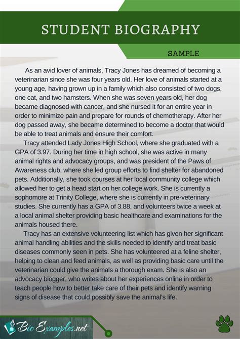 examples of biographies for students