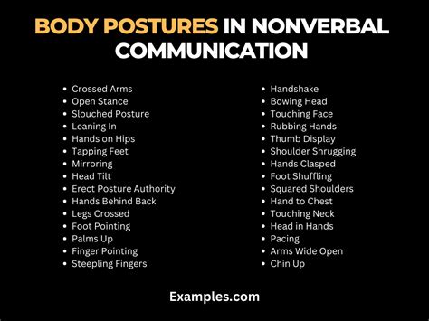 examples of body posture in nonverbal communication