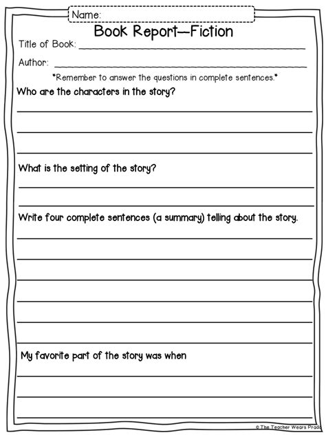 examples of book reports for 3rd graders