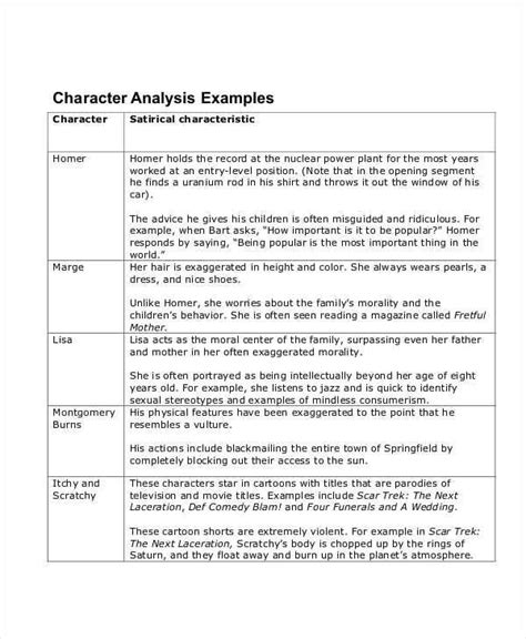 examples of character analysis